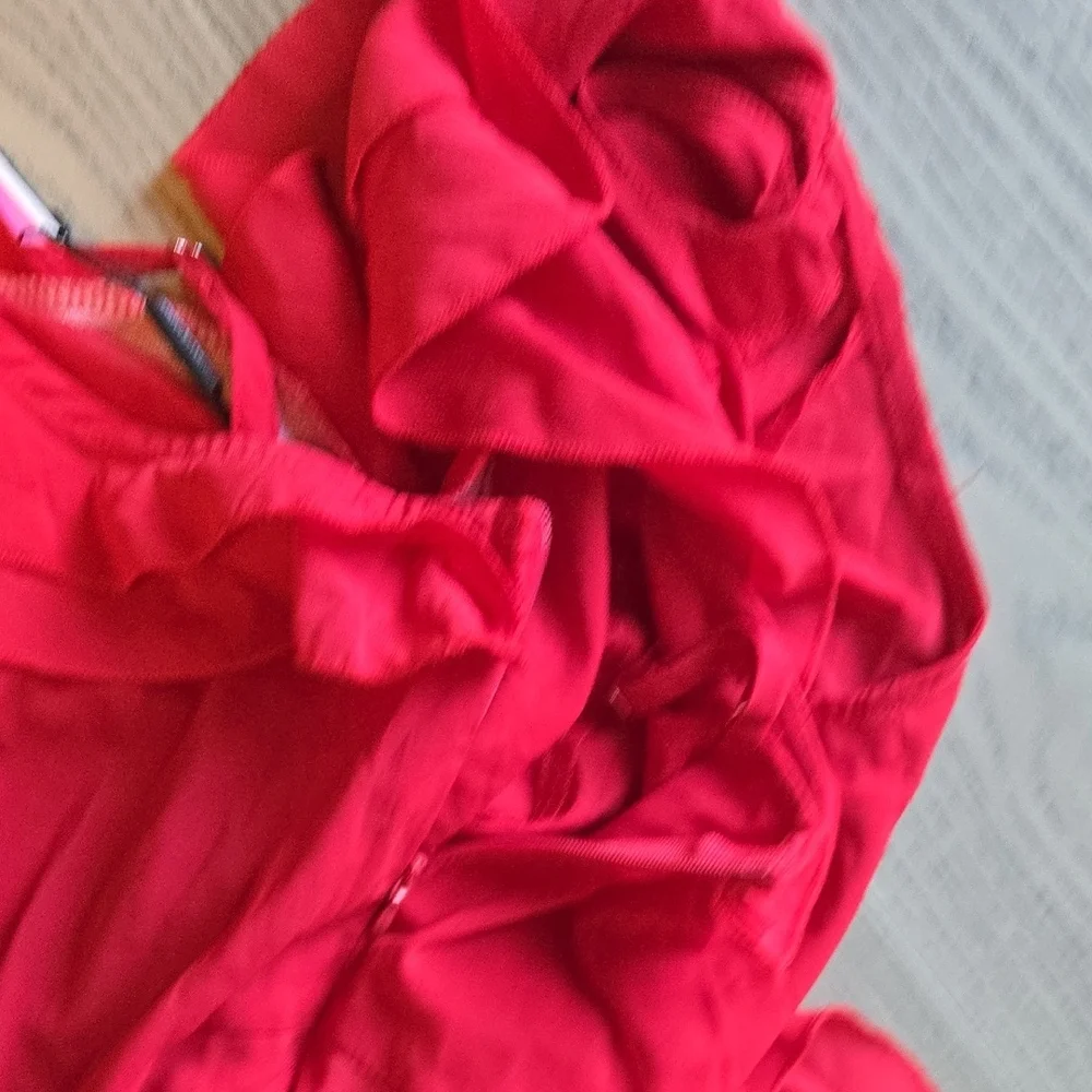 PrettyLittleThing Red One-Shoulder Ruffle Dress - Picture 5 of 5